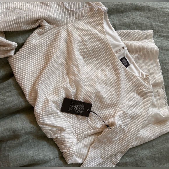 Vince Camuto Women's Size 8P White Bridal Sequined Sheath Side Ruche Dress NWT - Picture 12 of 12